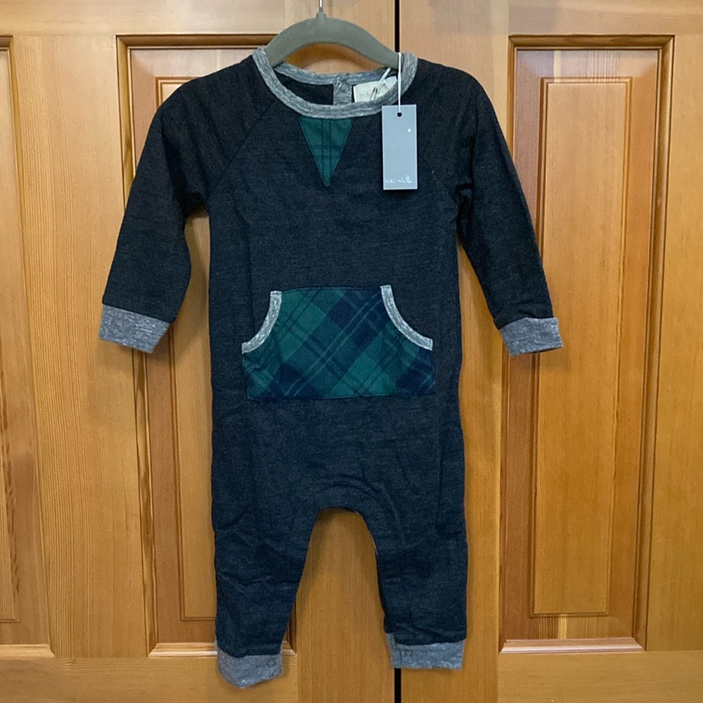 Miki Miette 9 months jumper NWT plaid 100% cotton